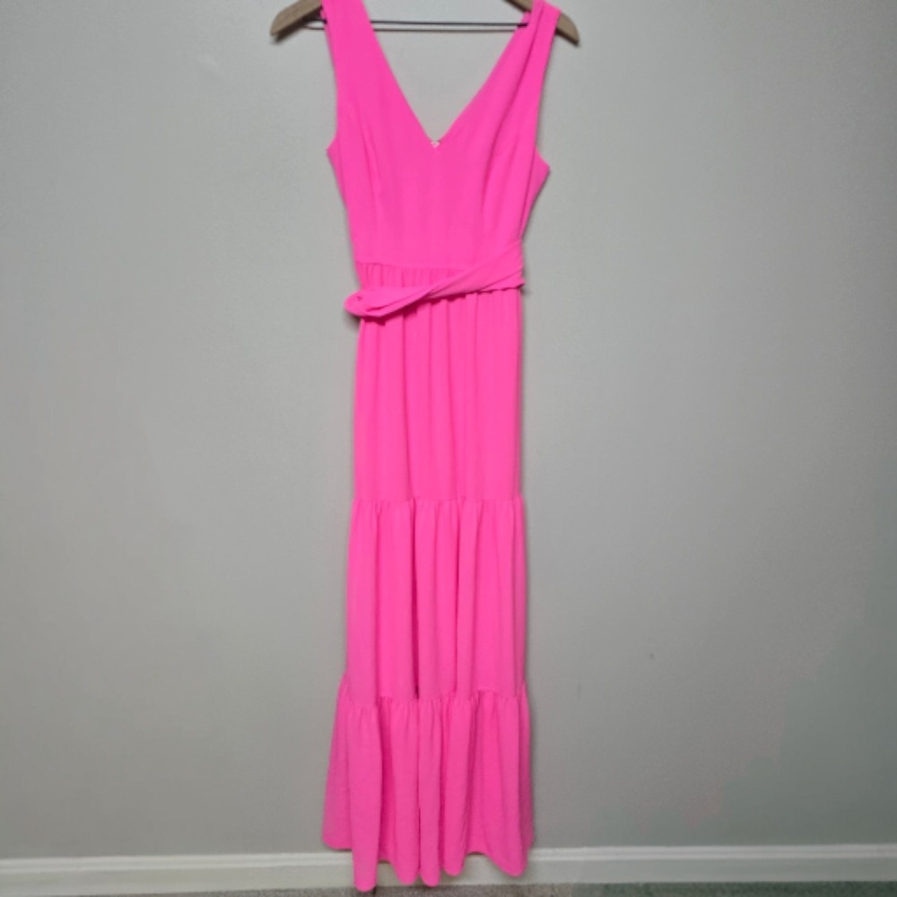 Lilly Pulitzer Maurine‎ Sleeveless Tiered Maxi Dress Prosecco Pink Sz 2 Resort - Picture 5 of 13